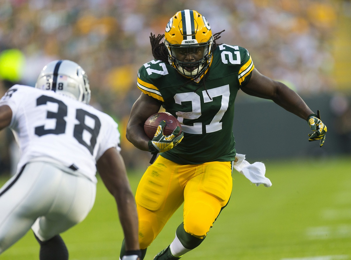 Green Bay Packers running back Eddie Lacy by Jeff Hanisch—USA TODAY Sports.